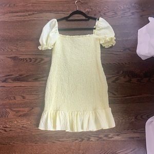 Zara yellow smocked mini dress